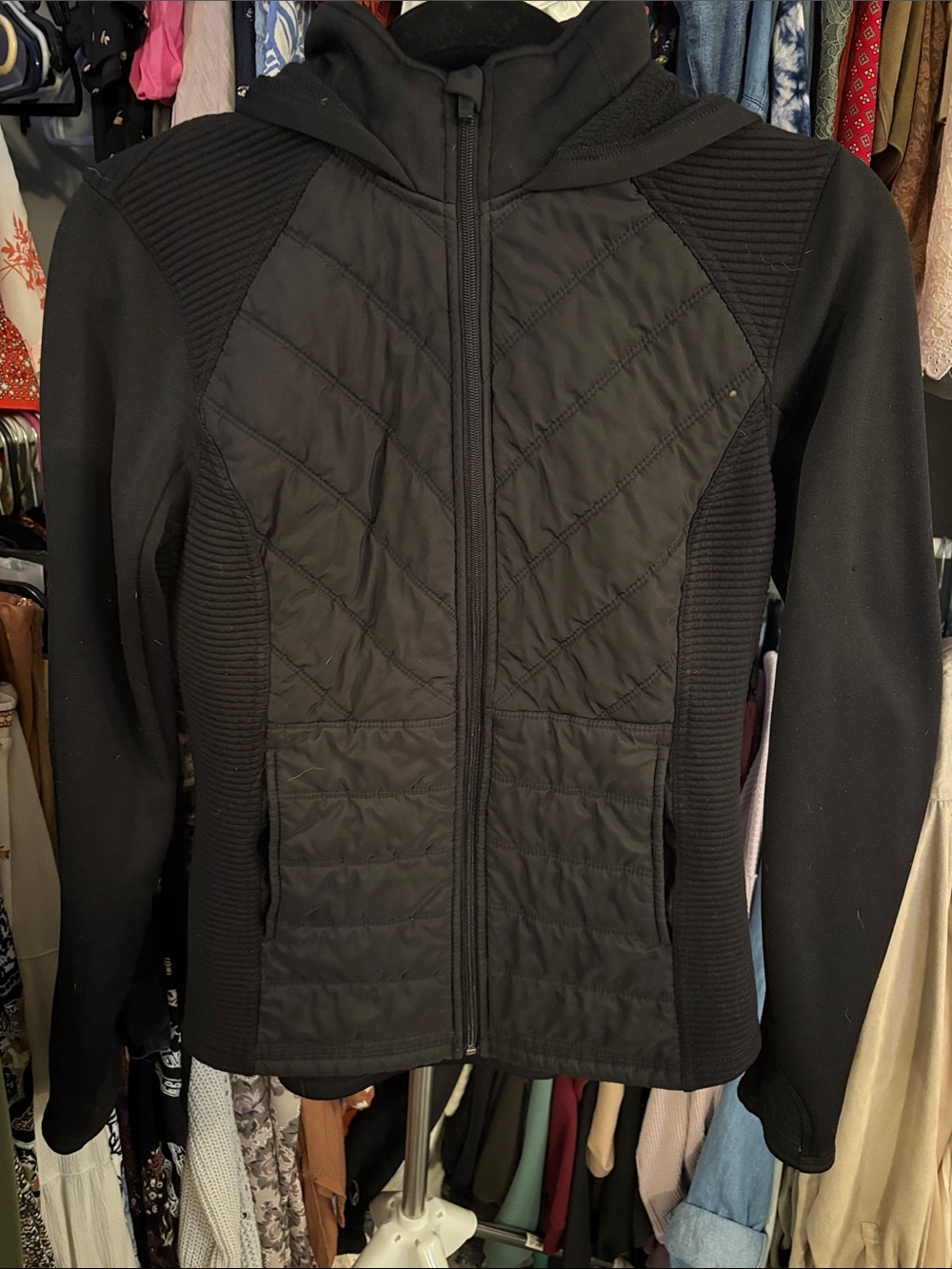 tek gear Black Quilted Hooded Puffer Jacket
